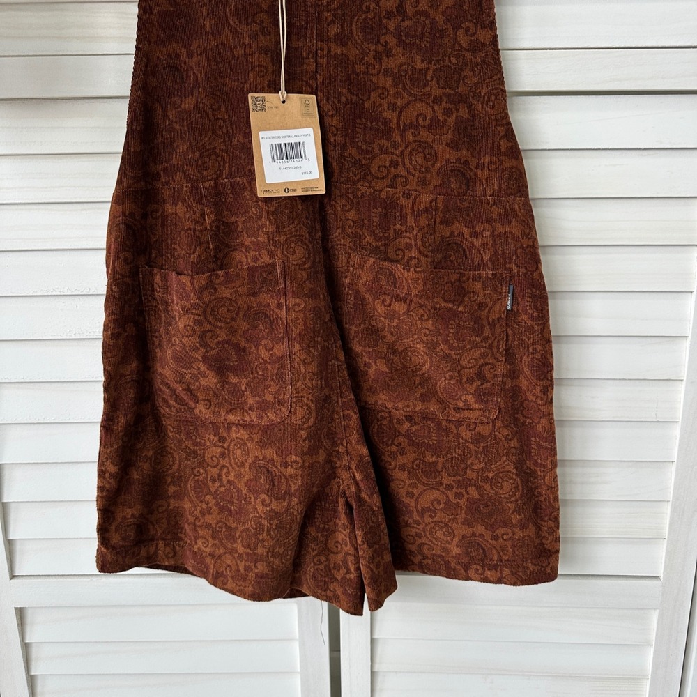 New Toad&Co Scouter Cord Shorterall Paisley Print Brown Organic Cotton Size S - Picture 6 of 10